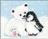 Канва с рисунком "Медвежонок и пингвин" 1 шт. (126) 20см х 22см