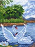 Канва с рисунком "Два лебедя" 1 шт. (755) 24см х 35см
