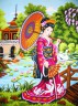 Канва с рисунком "Гейша" серия 10.000 1 шт. (Collection D'Art 10411) 40см х 50см
