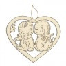 Заготовка для декорирования "сердце с щенком и котенком" 1 шт. ("Mr. Carving" AD-036) 17см дерево