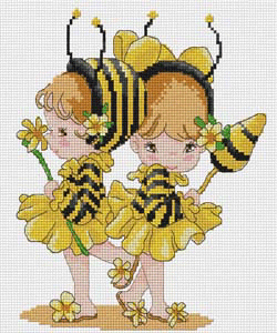 Набор для вышивки "Девочки-пчелки" 1 шт. ("Pinn" 08-H) 19см х 21.6см