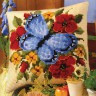 Набор для вышивки "Голубая бабочка" (подушка) 1 шт. ("Vervaco" 1200/644) 40см х 40см