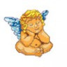 Канва с рисунком "Сидящий ангел" малая 1 шт. (№064) 20см х 20см