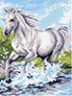 Канва с рисунком "Белый конь" 1 шт. (738) 24см х 35см