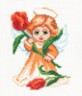 Канва с рисунком "Ангел с тюльпанами" 1 шт. (795) 20см х 22см
