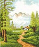 Канва с рисунком "Дорога в лесу" 1 шт. (489) 24см х 30см