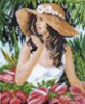 Канва с рисунком "Девушка в шляпе" 1 шт. (764) 24см х 30см