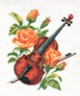 Канва с рисунком "Скрипка и розы" 1 шт. (807) 24см х 30см