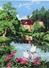 Канва с рисунком "Дом у озера" 1 шт. (741) 33см х 45см