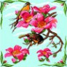 Канва с рисунком "Птицы в цветах" 1 шт. (957) 41см х 41см