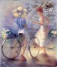 Канва с рисунком "Прогулка на велосипеде" серия 11.000 1 шт. (Collection D'Art 11483) 50см х 60см