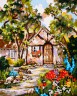 Канва с рисунком "Дом среди деревьев" серия 11.000 1 шт. (Collection D'Art 11851) 50см х 60см