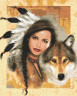 Канва с рисунком "Девушка и волк" серия 11.000 1 шт. (Collection D'Art 11855) 50см х 60см