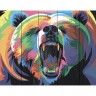 Набор для раскрашивания акриловыми красками по дереву Медведь в стиле поп-арт 1 шт. ("ФРЕЯ" PKW-1-01) 40см х 50см