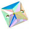 Стразы пришивные квадратные Crystal AB пакет 4 шт. ("Zlatka" ZSS-02) 14мм х 14мм стекло