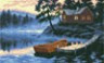 Канва с рисунком "Домик на озере" 1 шт. (876) 24см х 35см