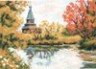 Канва с рисунком "Часовня у озера" 1 шт. (811) 24см х 30см