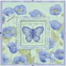 Набор для вышивки "Голубые маки и бабочки" со стеклянной рамкой 1 шт. ("Dimensions" 73108) 20см х 20см