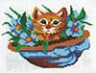 Канва с рисунком "Кошка в лукошке" 1 шт. (139) 20см х 22см