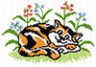 Канва с рисунком "Кошка на поляне" 1 шт. (570) 20см х 22см