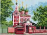 Канва с рисунком "Церковь красная" 1 шт. (690) 24см х 30см