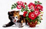 Канва с рисунком "Котенок и ваза" 1 шт. (504) 33см х 45см