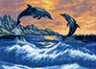 Канва с рисунком "Дельфины" 1 шт. (522) 33см х 45см