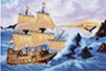 Канва с рисунком "Французкий фрегат" 1 шт. (530) 33см х 45см
