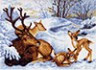 Канва с рисунком "Семейство оленей" 1 шт. (543) 33см х 45см