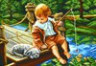 Канва с рисунком "С другом на рыбалке" 1 шт. (854) 33см х 45см