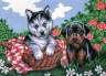Канва с рисунком "Грустные щенки" серия 6.000 1 шт. (Collection D'Art 6192) 30см х 40см